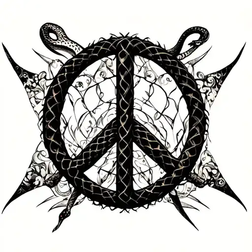 Snake Over Peace Symbol Combined