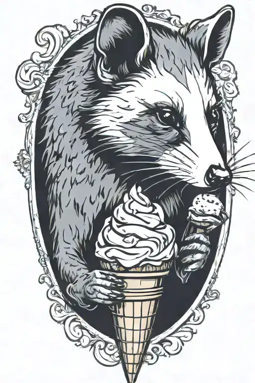 Opossum Eating Ice Cream Cone