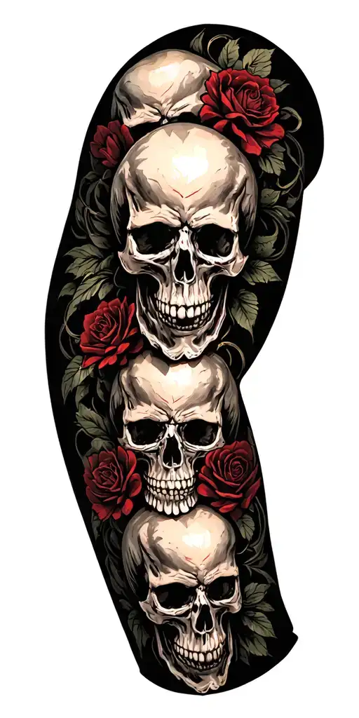 Skulls Connected Up Arm Sleeve No Background