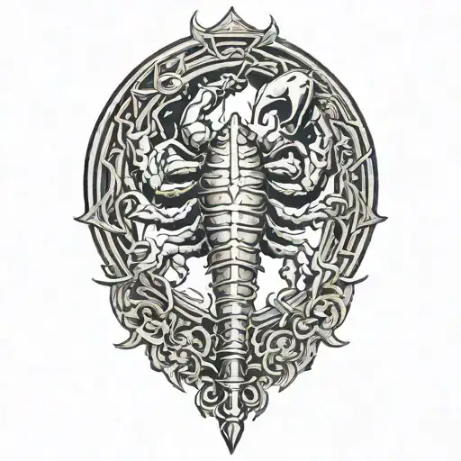 Scorpion Intertwined With A Sword