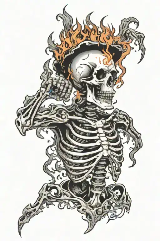Screaming Skeleton On Fire