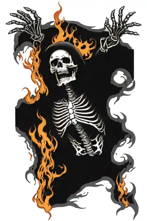 Screaming Skeleton On Fire