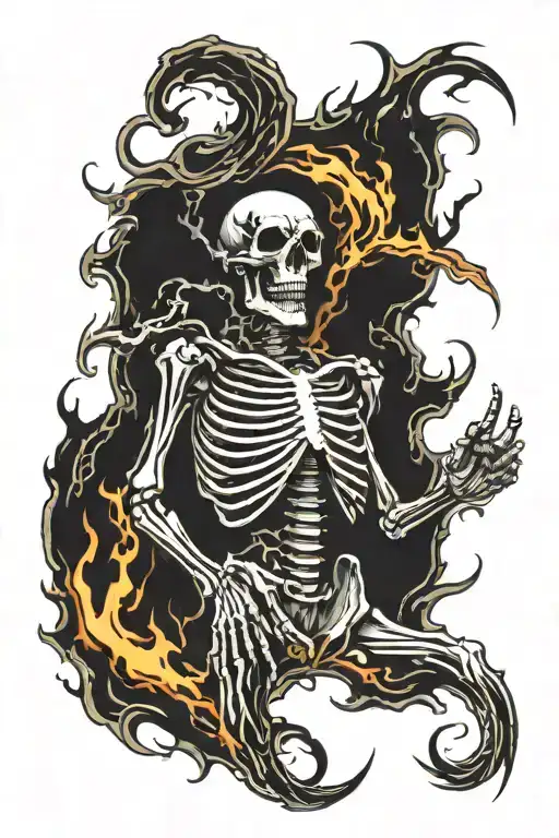 Screaming Skeleton On Fire