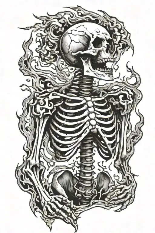 Screaming Skeleton On Fire