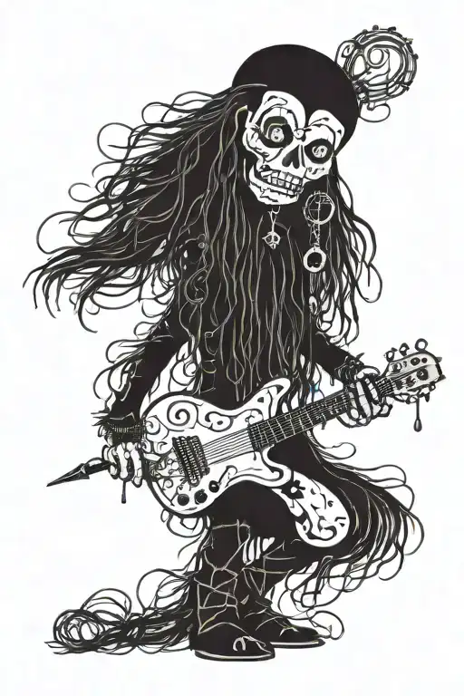Standing Psychedelic Male Voodoo Doll With Long Hair And Needle Through Body