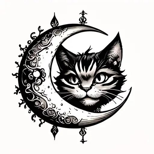 Friendly Cheshire Cat As The Moon