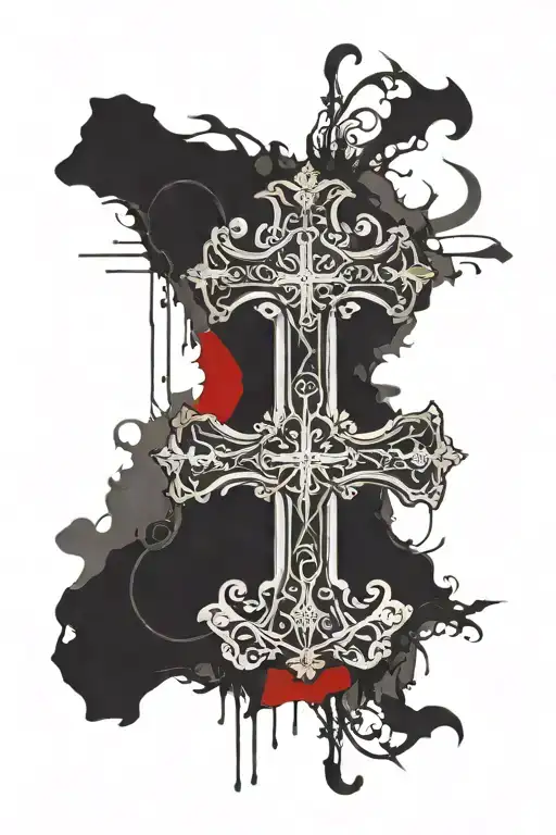 Cross With Filipino Flag And Roman Numeral Birthday With Bible Verse Tattoo