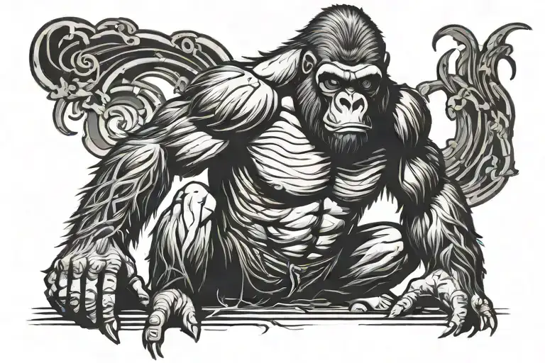 Gorilla With Fists On The Ground