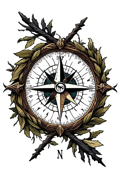 Viking Compass Surrounded By A Wreath