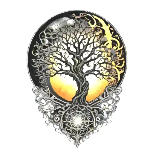 Tree Of Life And Sun And Moon