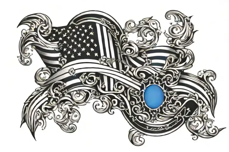 Thin Blue Line Flag Intertwined