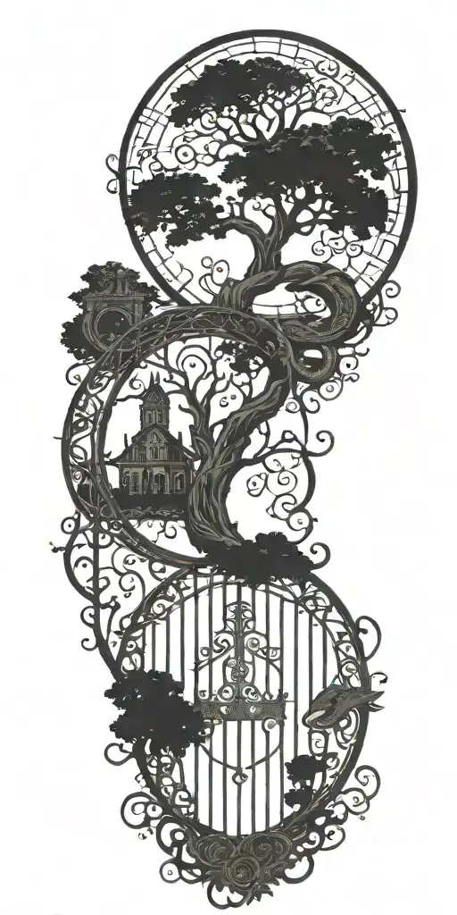 Tree Of Life With Gate To Heaven And Snake