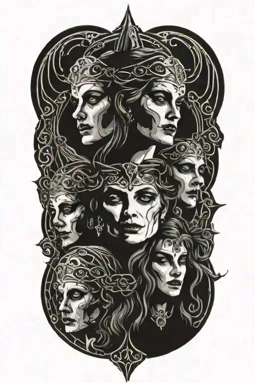 Hekate Three Faces Moons Above Her Head