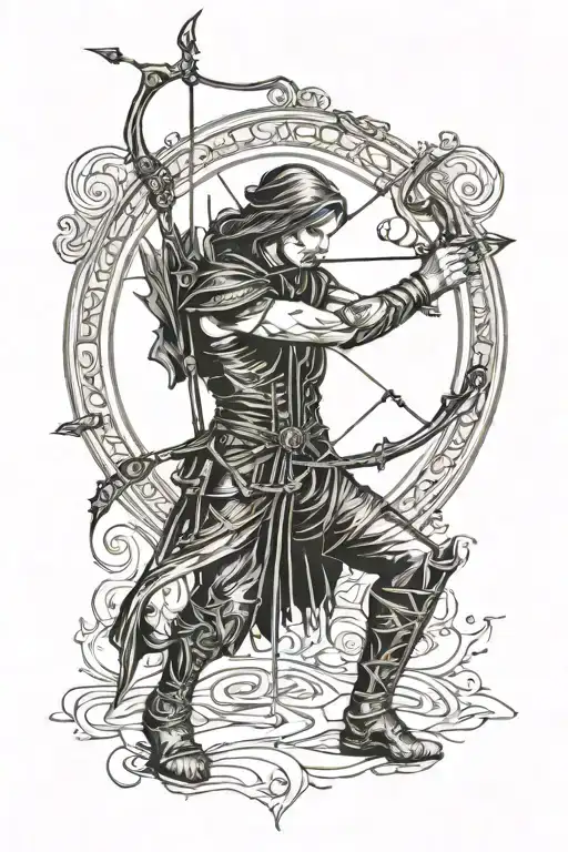 Kneeling Archer Shooting Arrow Overhead