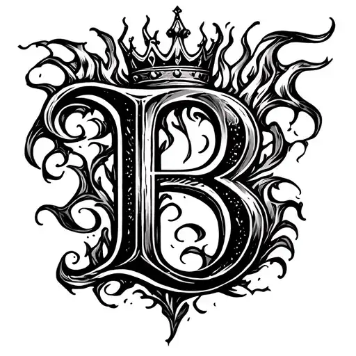 Letter B With A Crown On Top Make The Whole Thing Look Like Its On Fire