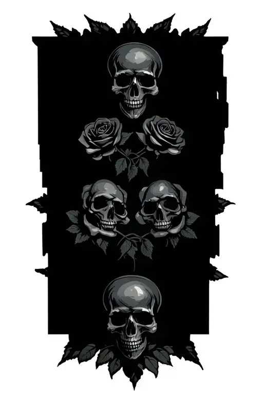3 Skulls And Roses Intertwined Symbolizing Deftones Rock Group