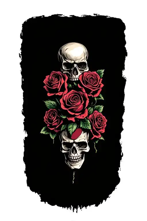 3 Skulls And Roses Intertwined Symbolizing Deftones Rock Group