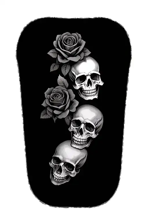 3 Skulls And Roses Intertwined Symbolizing Deftones Rock Group