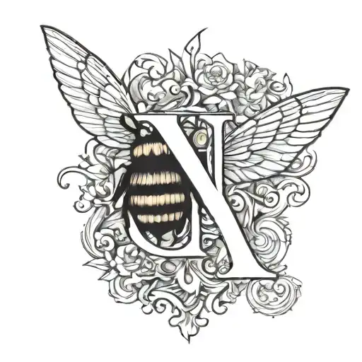 H Letter And Bee Flying