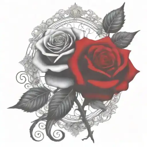 Two Rose Wrapped One Black One Red