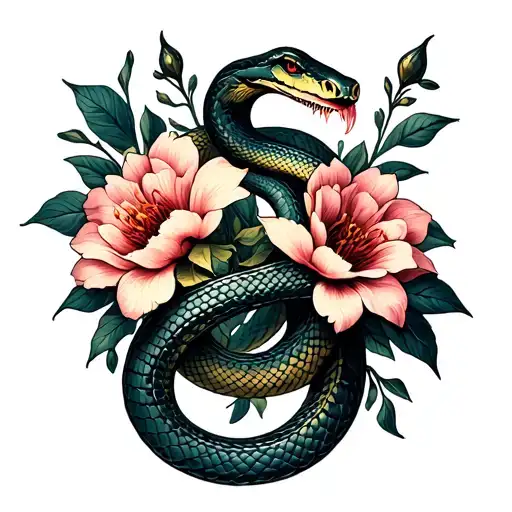 Snake And Flowers