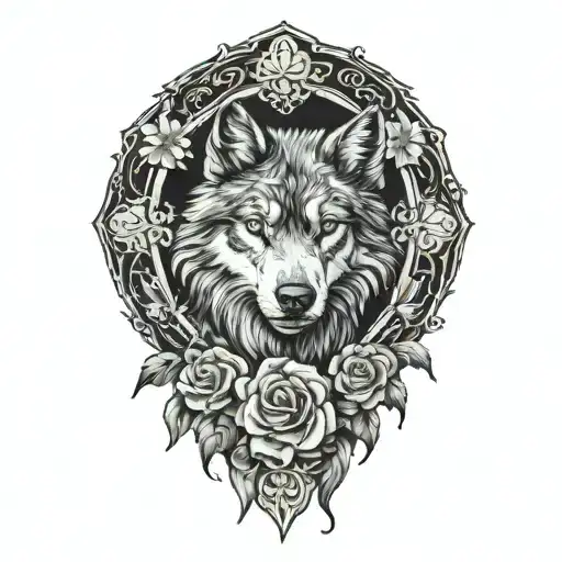 Tattoo Redeeming Holiness Through A Flower And A Wolf