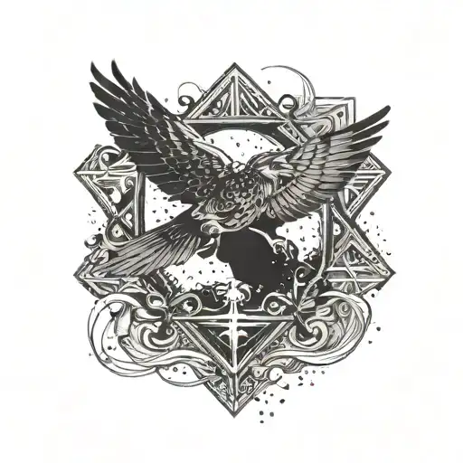 Falcon Against The Backdrop Of Space In A Rhombus