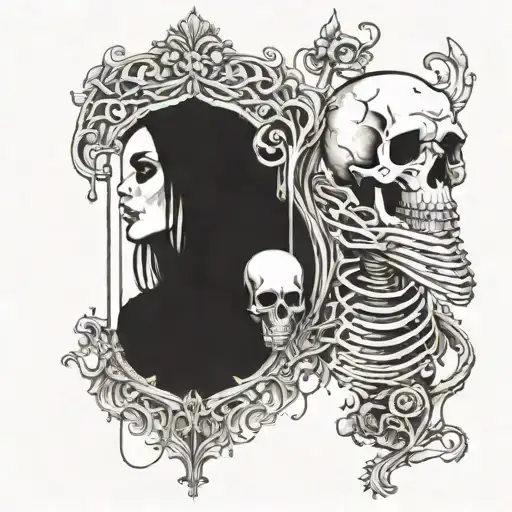 Goth Sleeve Tattoo Design Combining Skeletons And Love