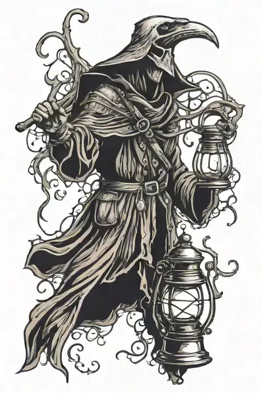 Plague Doctor Holding A Lantern