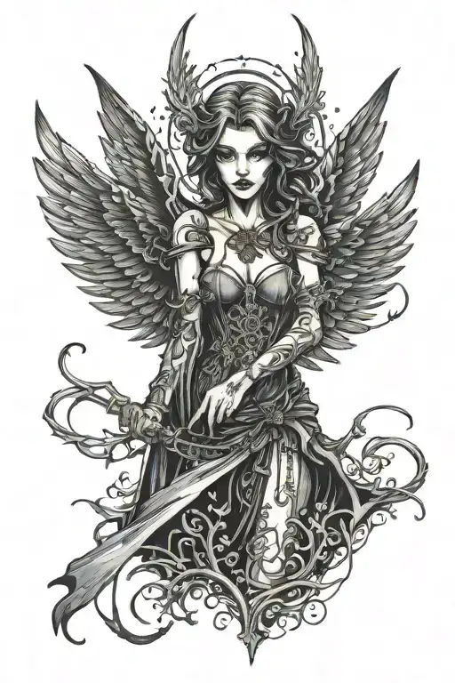 Fighting Female Mage With Wings