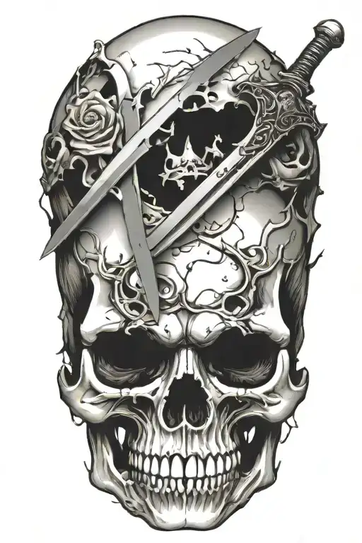 Sword Stabbing Through A Skull