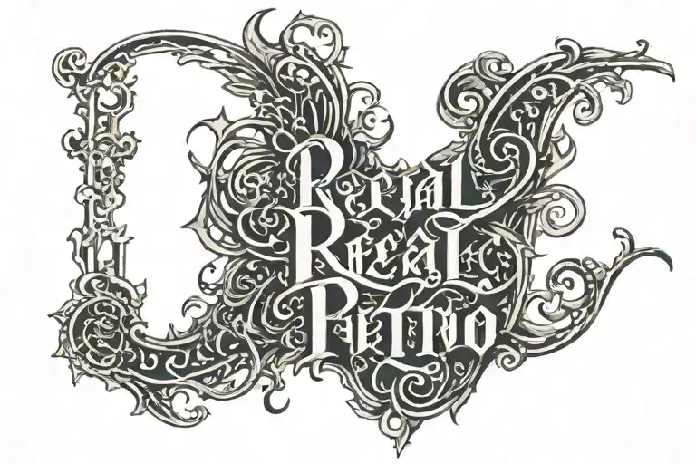 Make A Sketch Of A Tattoo Inscription With The Word Real In Red In The Same Font As In The Picture Tattoo