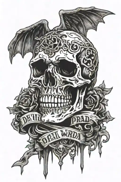 Devil Wears Prada Band Logo With Decaying Skull Coming Out Of It