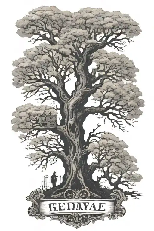 A Small Tree Where You Can Clearly See A Man Who Hanged Himself