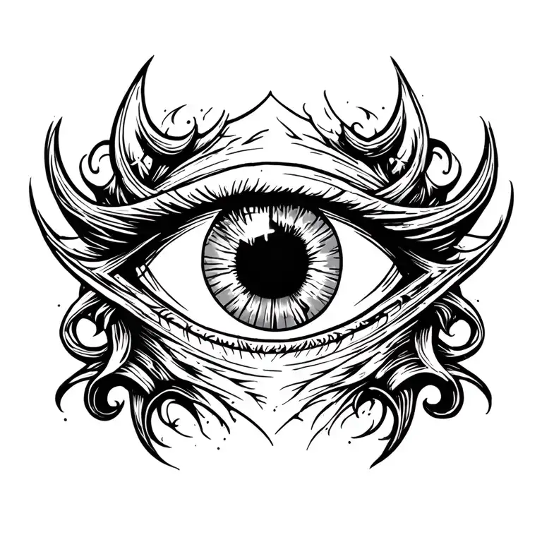 Men Evil Eye Chest Tattoo Design