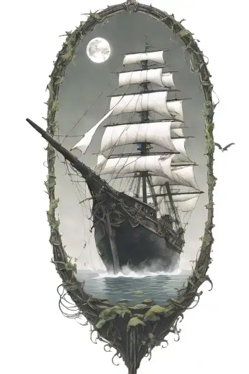 Covered In Moss And Vines Hanging Ship