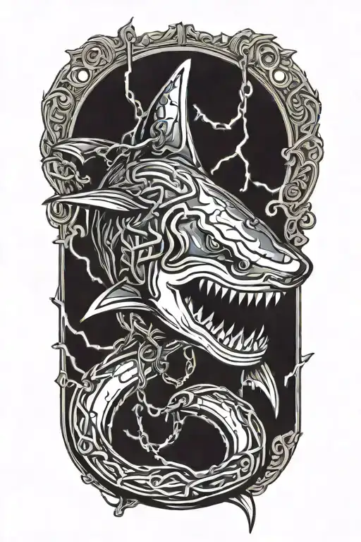 Chained Scared Shark With Lightning