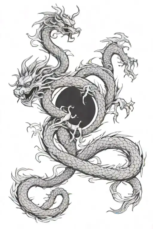 Chinese Dragon Wrap Around Leg Tattoo Design Idea