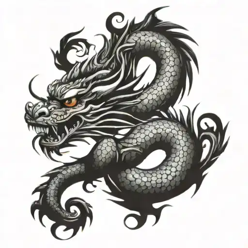 Chinese Dragon Wrap Around Leg Tattoo Design Idea