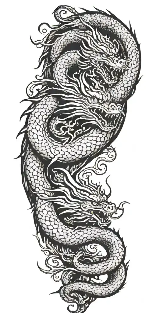 Chinese Dragon Tattoo Combining Elements Of Strength Wisdom Intelligence With Natural Forest Symbols