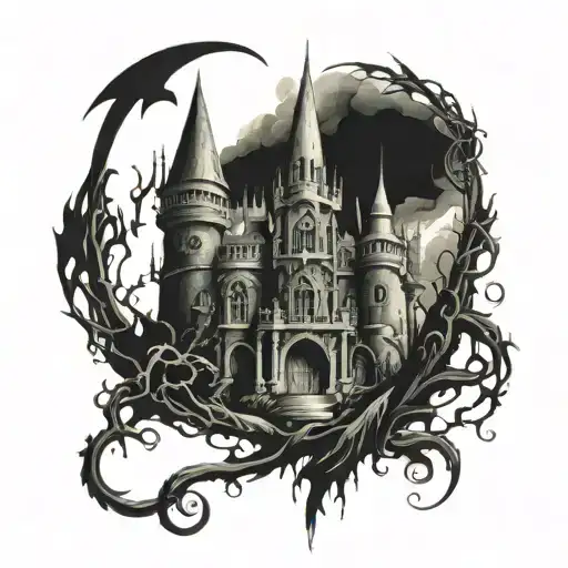 Fantasy Castle Intertwined With Elements