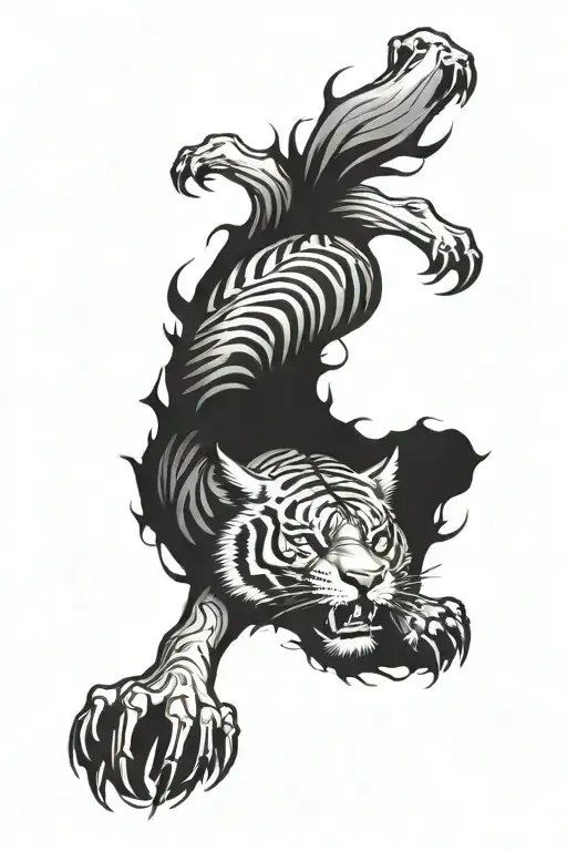 Angry Tiger With Bone Head