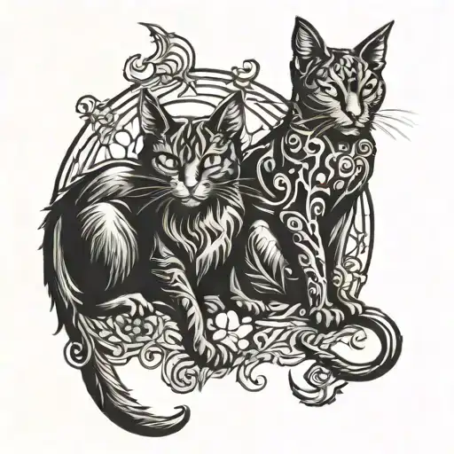 Devil Cat And Witch Cat