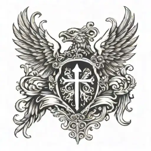 Coat Of Arms Wings Of Dove Wrapped Round