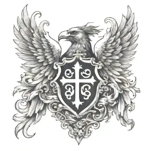 Coat Of Arms Wings Of Dove Wrapped Round