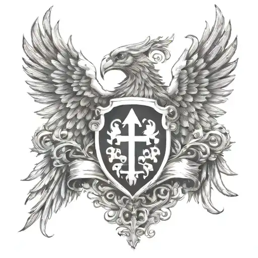 Coat Of Arms Wings Of Dove Wrapped Round