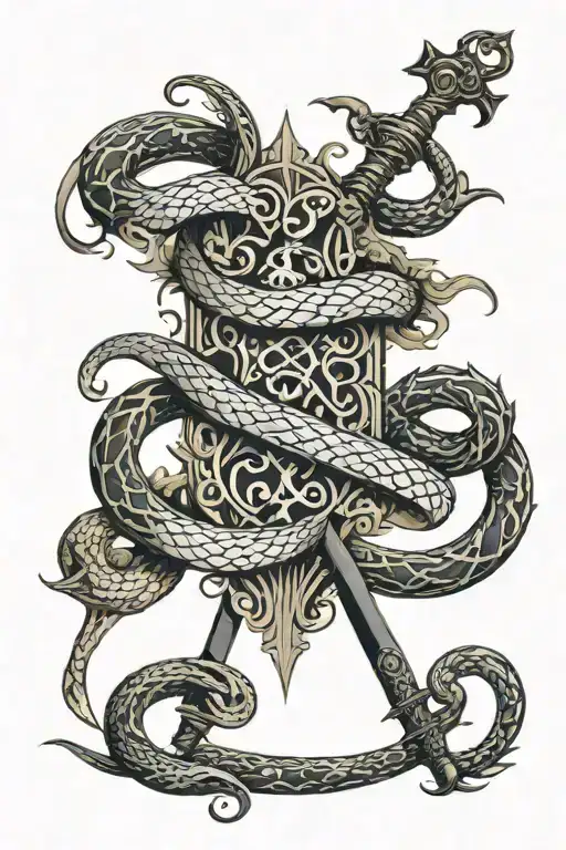 Snake Sword Patterns Graphics Color