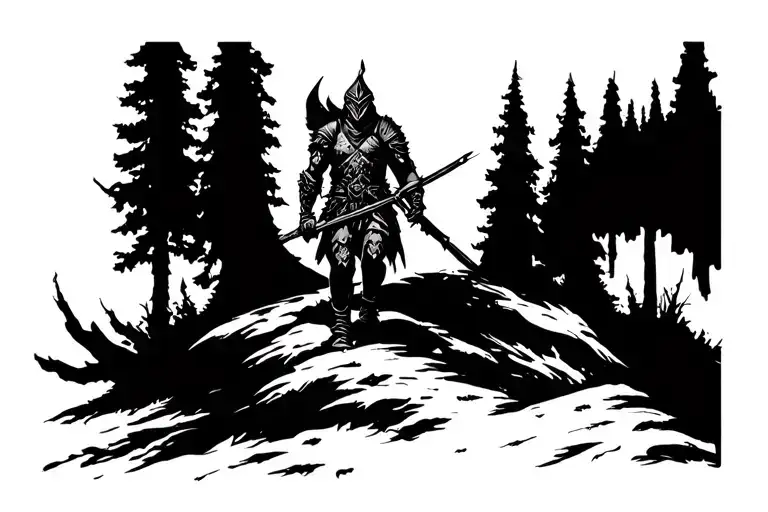 Warrior Silhouette Hiking