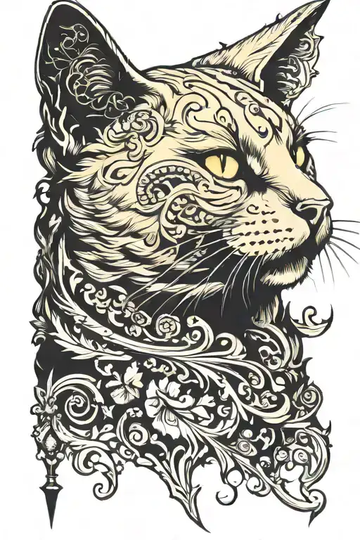 Yellow Cat Head Profile Holding