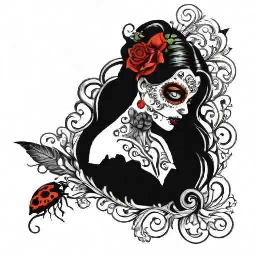 Sugar Skull With A Lady Bug